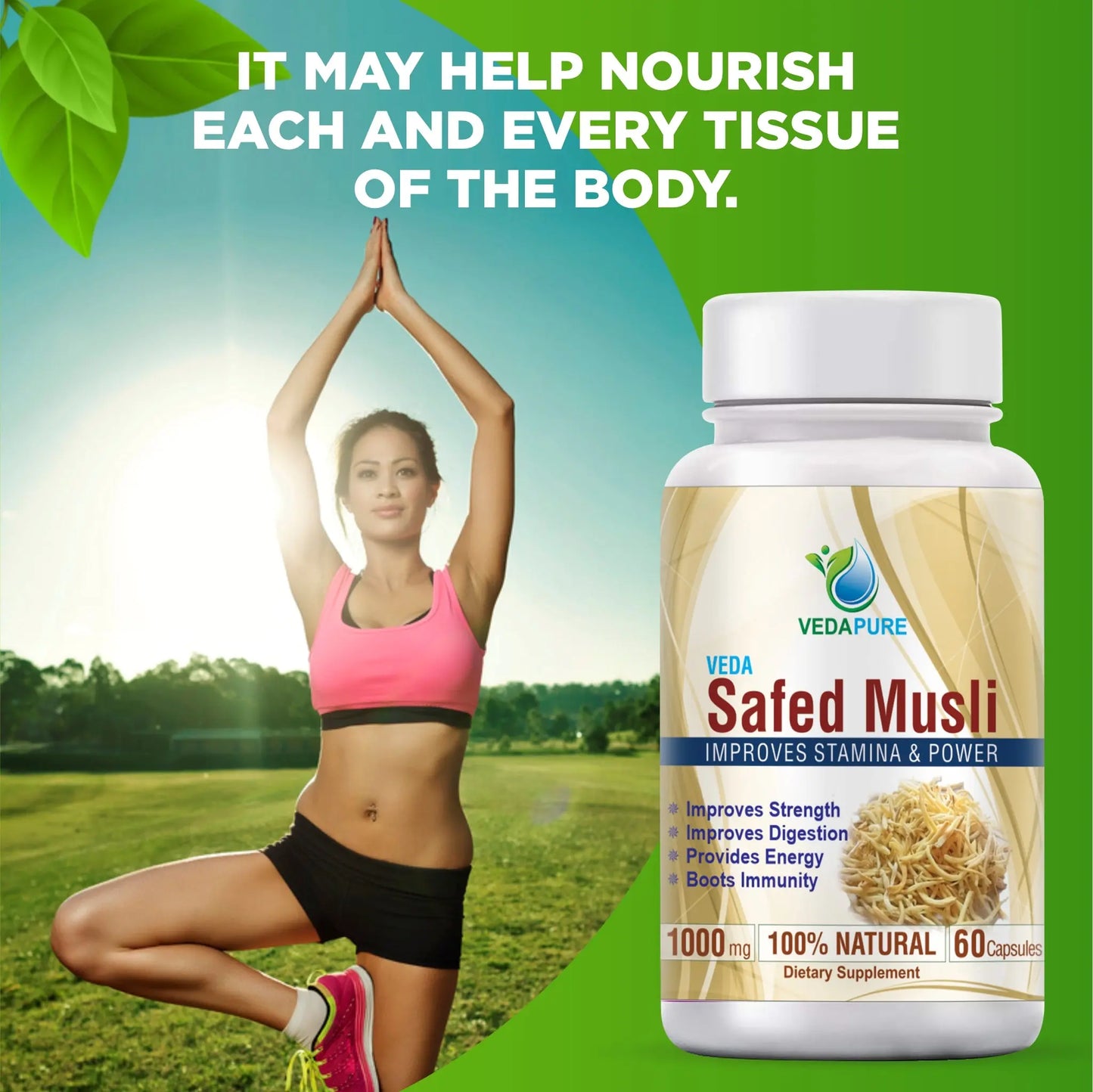 Vedapure Safed Musli Power For Strength-60 Capsules Vedapure Naturals
